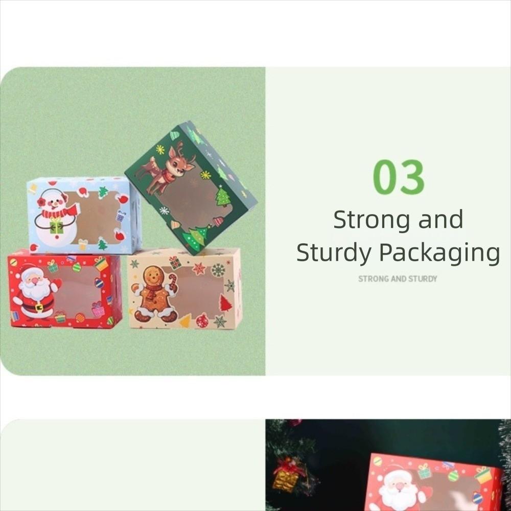 4pcs With Window Christmas Gift Boxes Gingerbread Theme Treat Boxes Bakery Boxes  Xmas Party