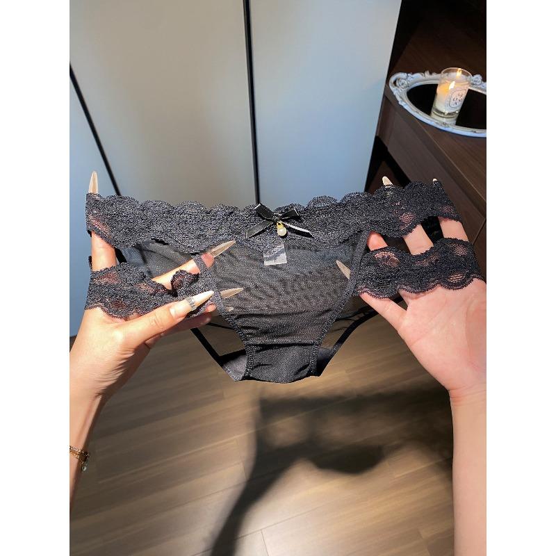 Damen Sommer Reines Süßes Netzgarn Perlen Schleife Spitze Beinring Dreieck Slip