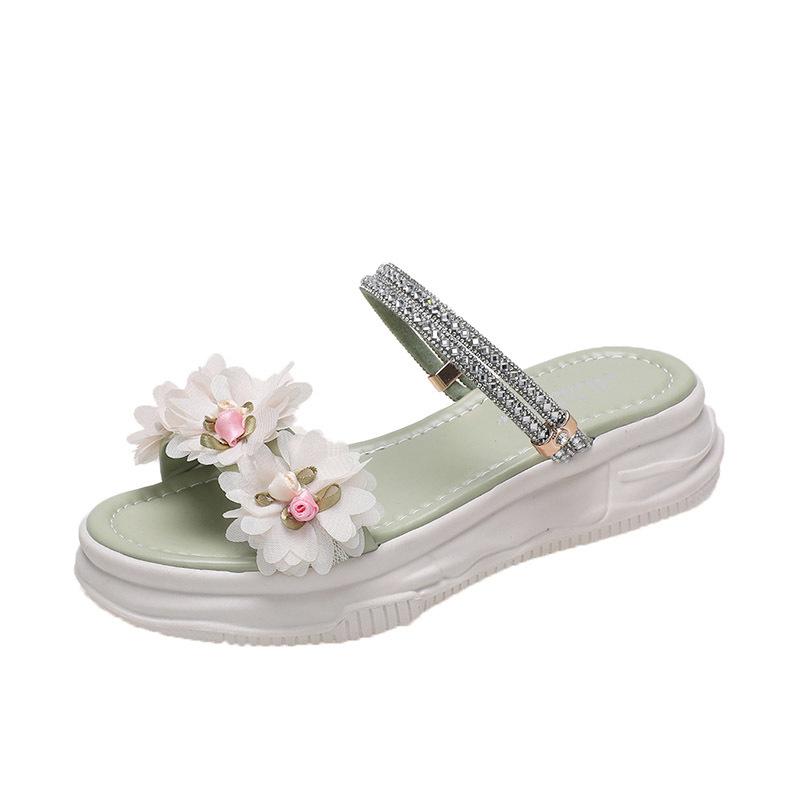 Sandals women's spring and summer new flower dual-purpose student casual thick-soled beach women's cool slippers