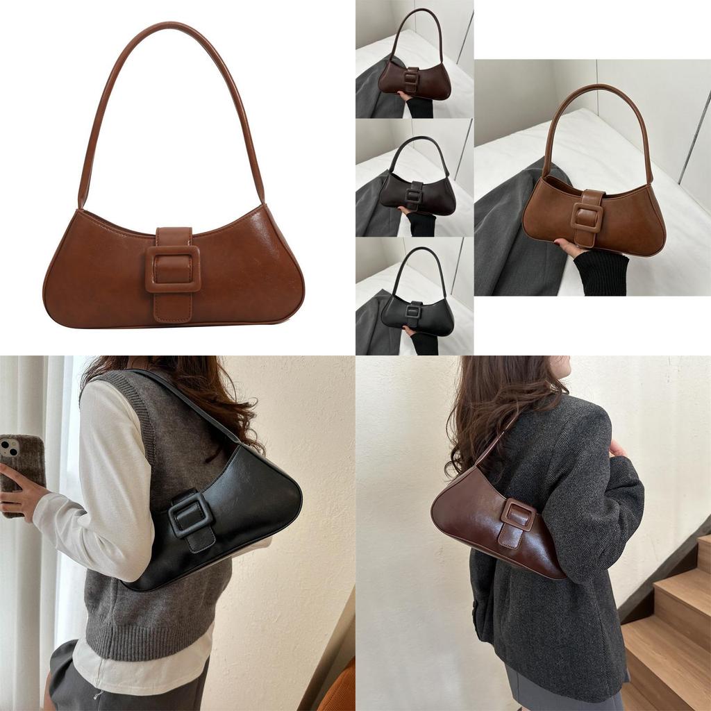 Chic Street Style Shoulder Bag For Women In Solid Black Or Brown Perfect For Daily Use