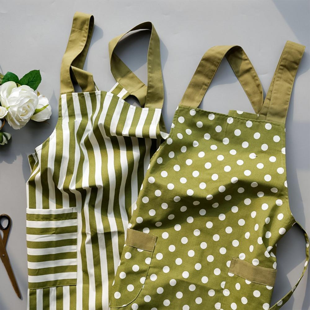 

Japanese-style Polka-dot Apron Quick-drying Kitchen Apron Durable Striped Apron Flower Shop Style B