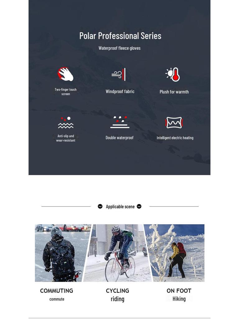 2024 Winter Outdoor Electric Heated Motorcycle & Skiing Gloves for Women