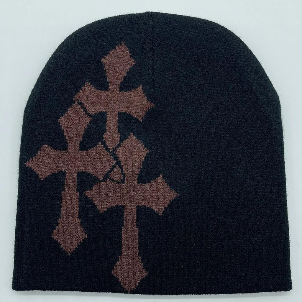 1 Stück Neue Jahrtausend Kreuz Hacquard Strickmütze Herbst Winter Warm Halten Beliebte Hip Hop Beanie Street Fashion Outdoor Kälte Kappe