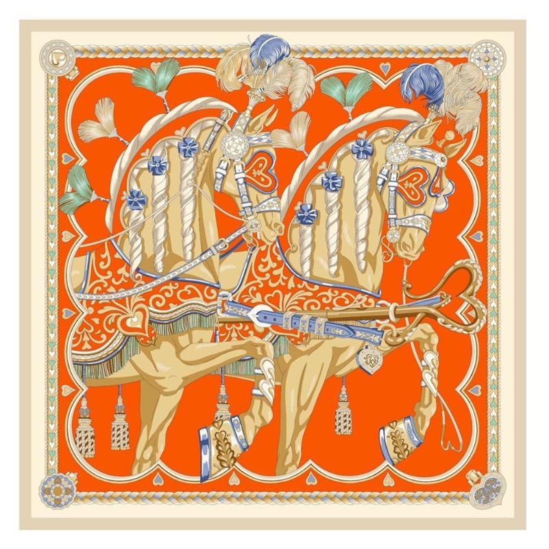 POBING Twill Silk Square Scarf Animals Print Women Scarves&Wrap Giraffe Neckerchief Spanish Foulards cachecol Large Bandana