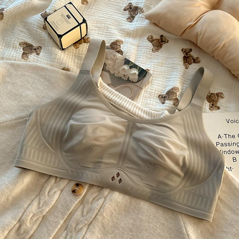 

Большой размер Женский летний тонкий Большие груди кажутся маленькими Без следов Кроличьи ушки Чтобы собрать пару молока Для предотвращения обвисания Бюстгальтер 5XL серый