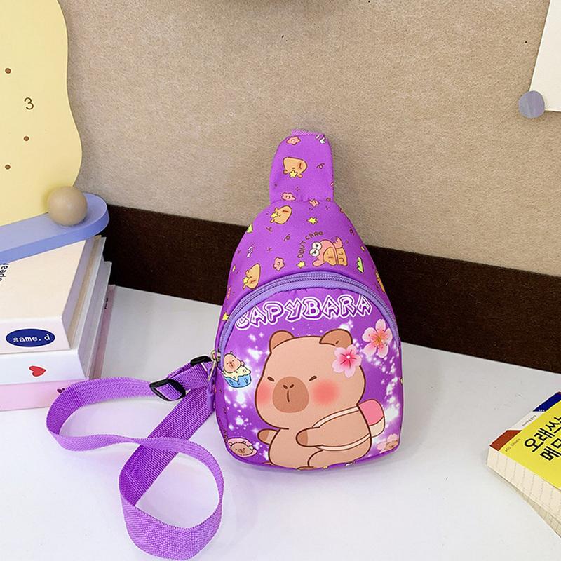 Cartoon Capybara Backpack Crossbody Bag Cute Printed Chest Bag  Storage Bag For Kids Portable Gift For Girls Boys
