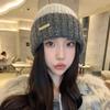 Women's Wool Hat with Autumn and Winter Versatile Big Head Wool Knitted Hat Showing Face Small Loose Thickened Warm Ear Protection Cold Hat