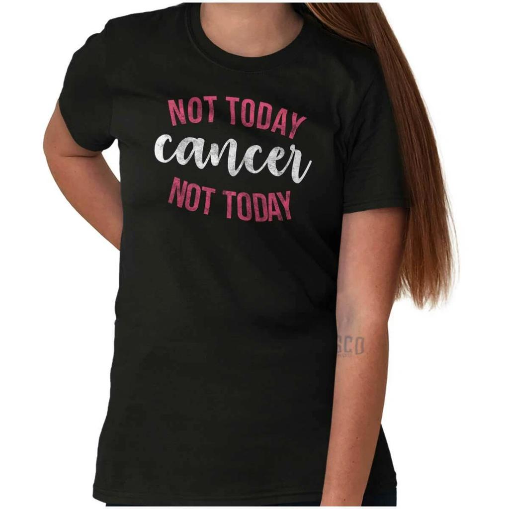 Not Today Breast Cancer Awareness Fight Cure Womens Graphic Crewneck T Shirt Tee