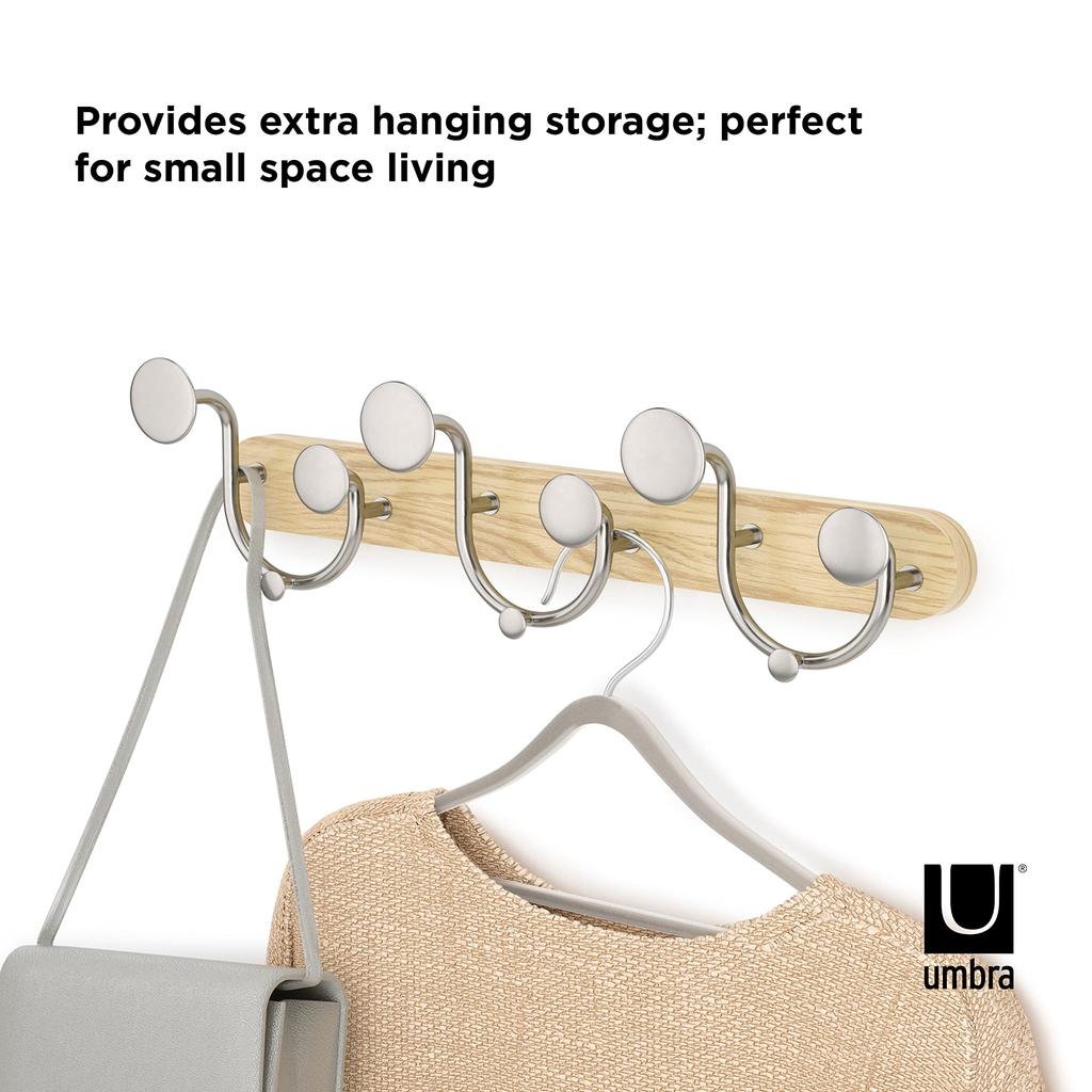 Umbra Melody 9 Hooks, Natural/Nickel, Wall Hooks, Storage Hooks