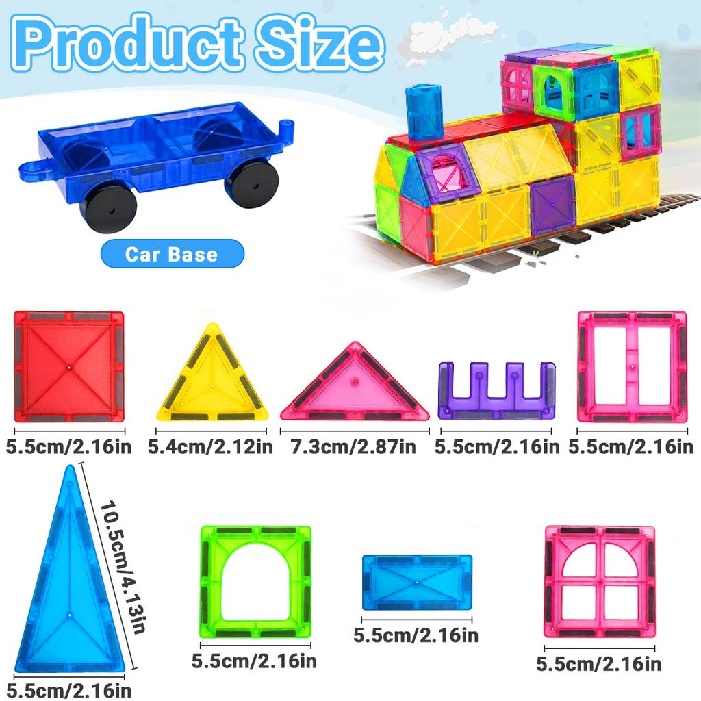 Magnetic Building Blocks Construction Set Montessori Sensory Educational DIY Toy For 3Years+ Old Kids Boys Girls Gifts