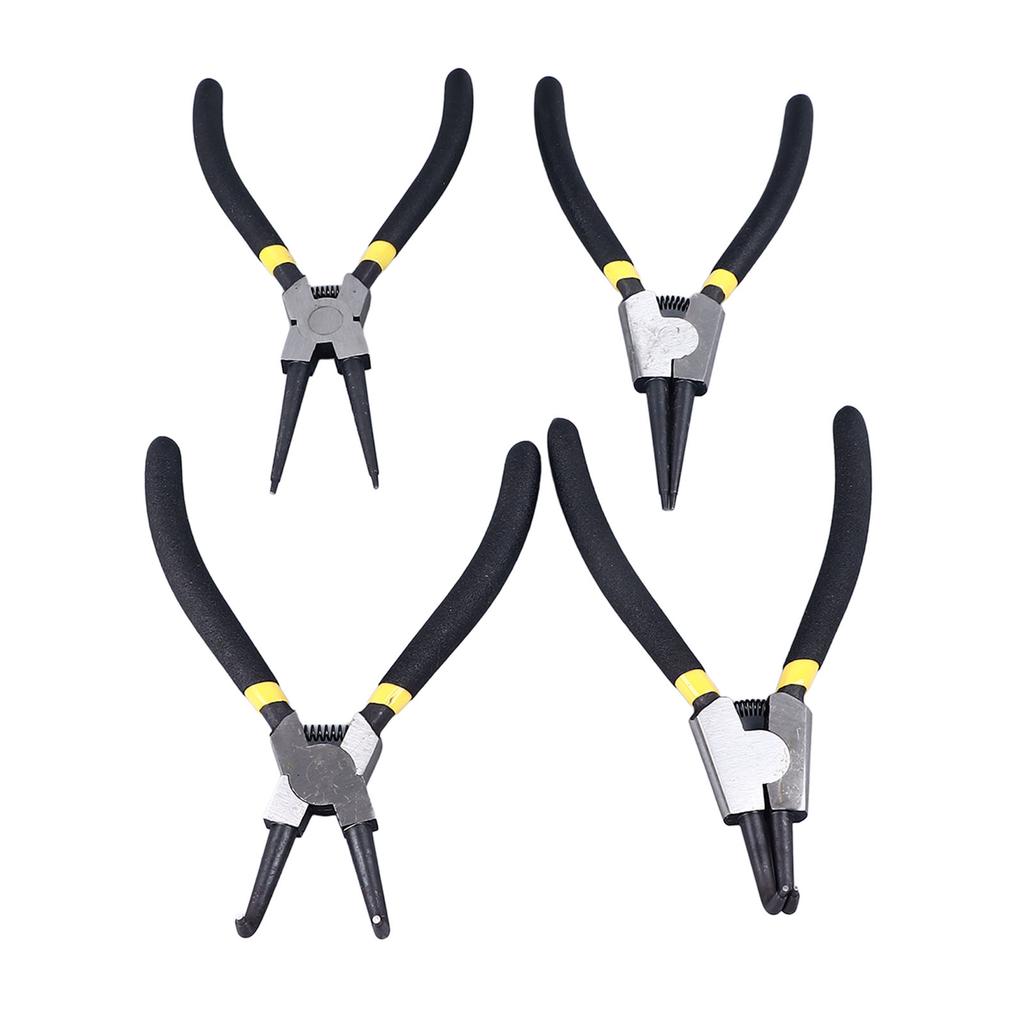 4Pcs Snap Ring Pliers Set Steel Circlip Pliers Kit with Straight Bent Jaws Hand Tools for Repair Maintenance 7in