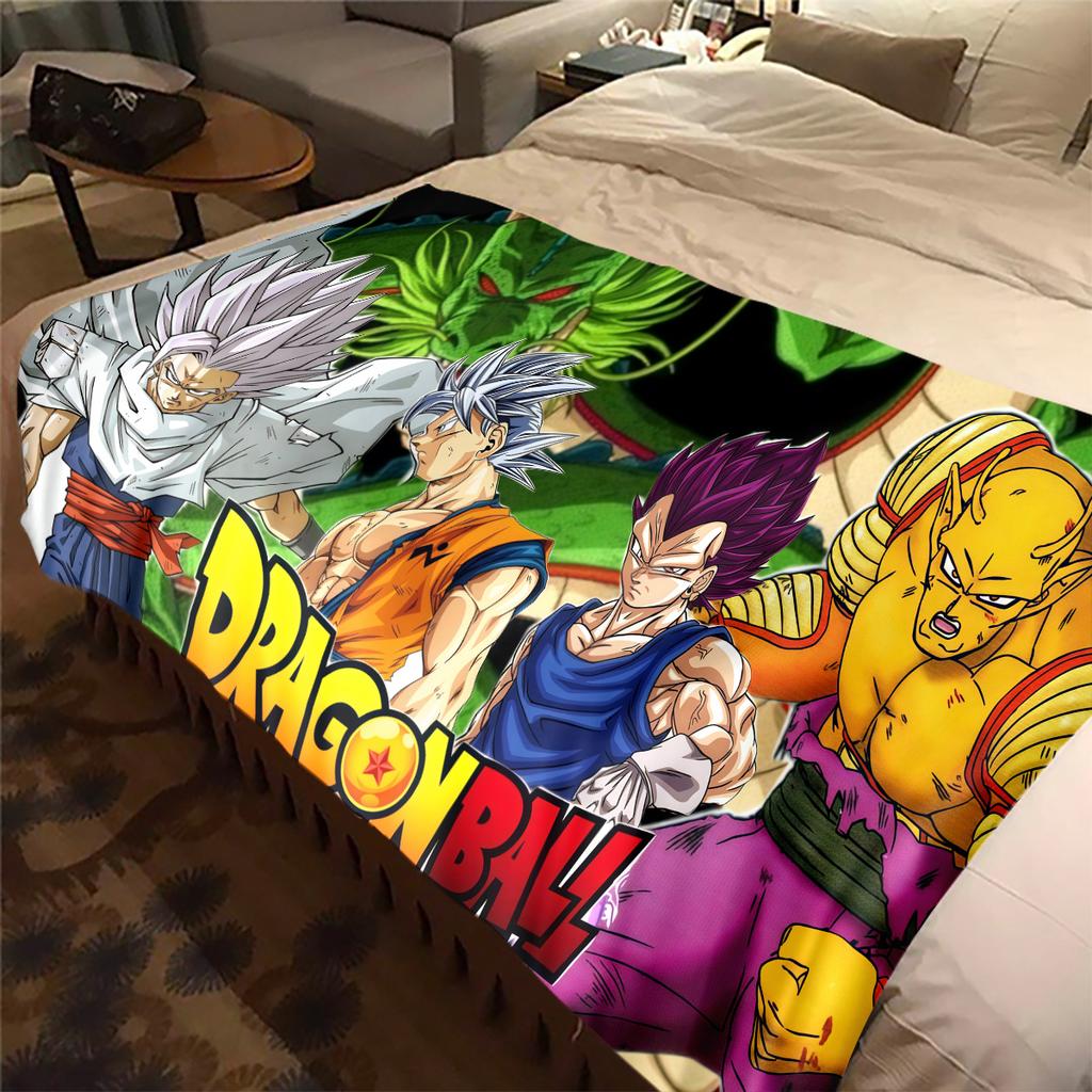 1PC Son Goku Print Flannel Blanket, High quality All Seasons, Home Decor, Warmth and Comfort, Perfect for Christmas Gifts