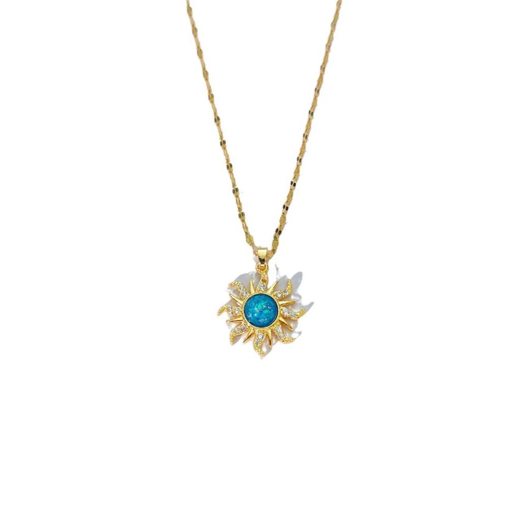 Sun Totem Necklace: Retro European & American Style, Micro-Inlaid Mermaid Princess Pendant Clavicle Chain