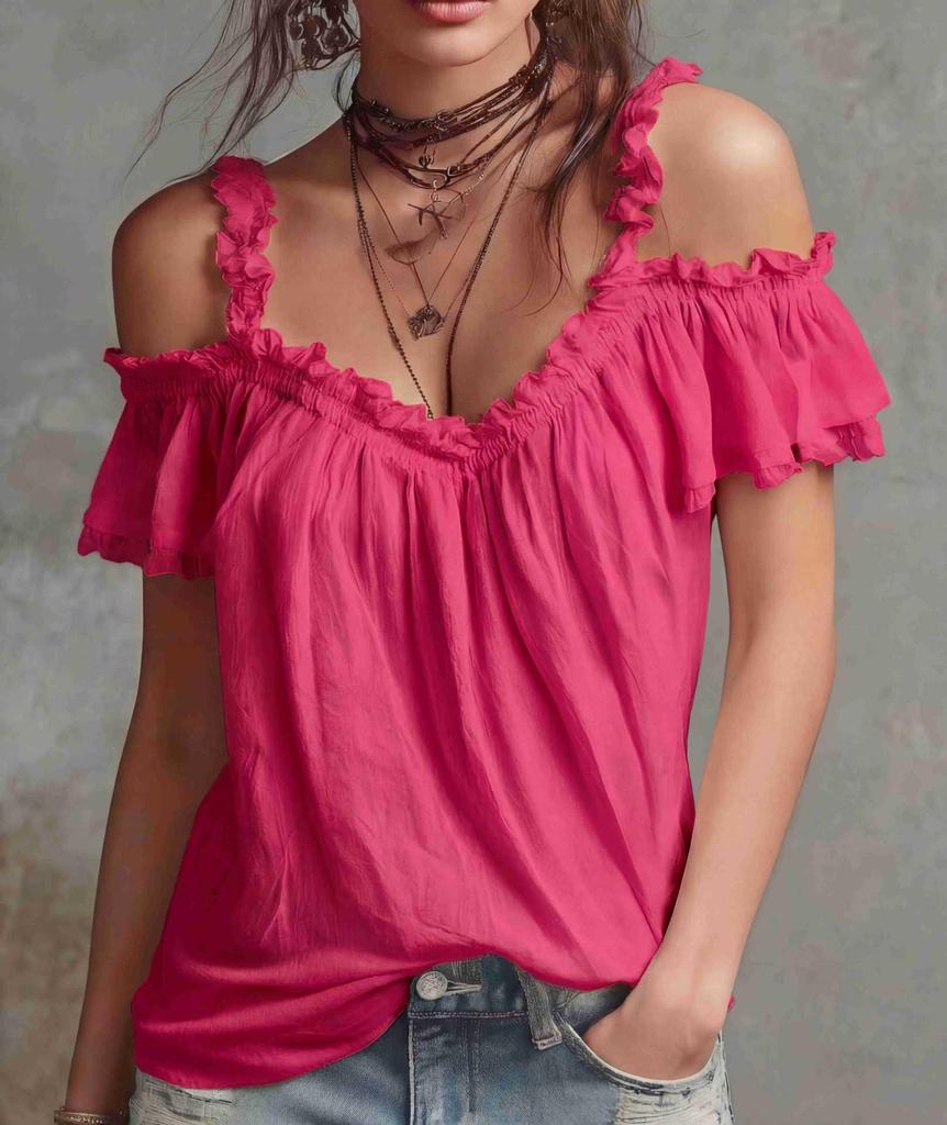 2026 European Spring/Summer Women's Cotton Linen Ruffle Collar Casual Camisole Top