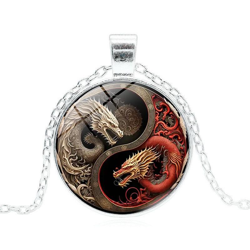Fashionable Yin Yang Tai Chi Dragon Time Women's Versatile Retro Jewelry Pendant Necklace