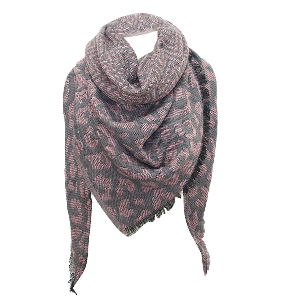 Ladies Leopard Print Imitation Cashmere Shawl Long Scarf 140x140x190cm