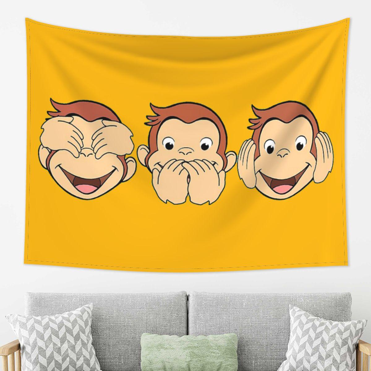 

Curious George Tapestry Wall Hanging Aesthetic Home Decor Tapestries for Dorm Room 74x94cm(29x37in)