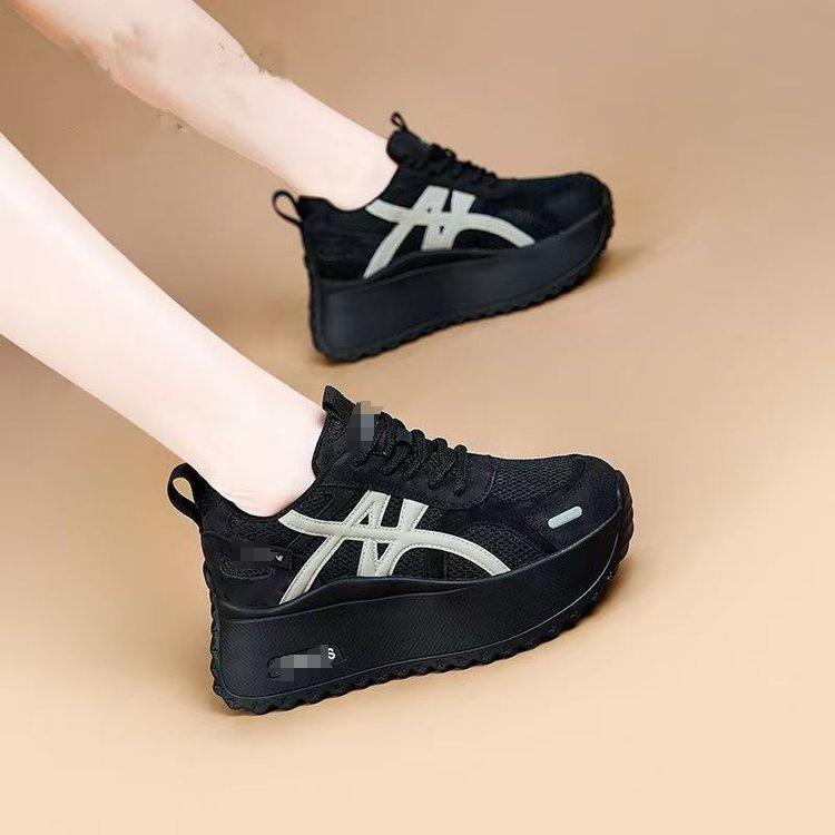 

cm height increase casual sports shoes women s mesh breathable autumn new thick-soled non-slip dad shoes 39 черный серый