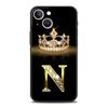 Luxury Phone Case For iPhone 11 12 13 15 16 14 Pro Max X XR XS 7 8 Plus 2020 Soft Cover Funda Fashion Diamond Crown Letter A