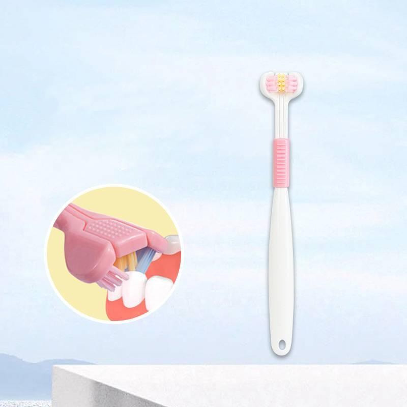 

Трехсторонняя зубная щетка с мягкой щетиной для взрослых, для чистки языка, U-образная, товары для мытья, вверх Pink Child