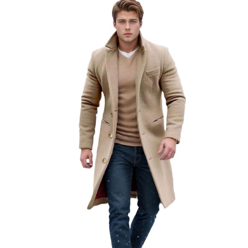 Multi-Color Wool Mid-Length Windbreaker Coat for Men – Available in Various Sizes