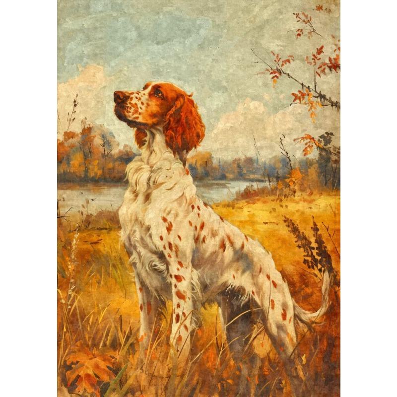 Vintage Dog Oil Paintings Poster Canvas Prints Irish Setter Airedale Terrier Finnish Spitz Dogs Wall Art Decor Family Home Decor