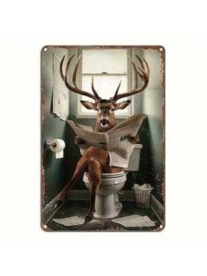 Vintage Metal Deer Wall Art Sign Bathroom Decor