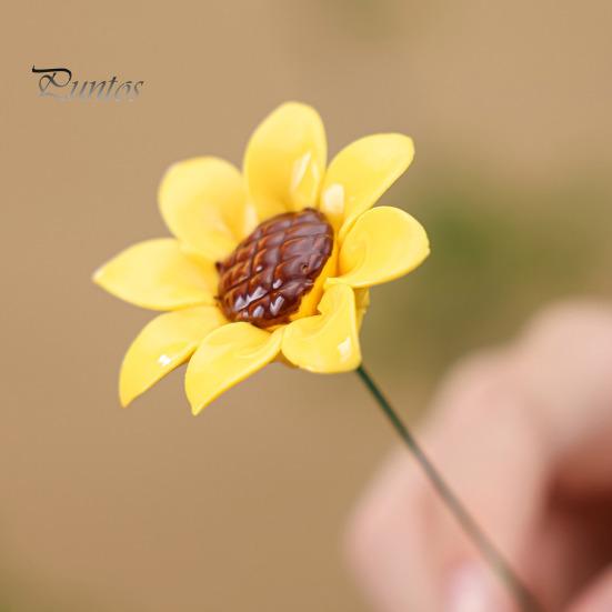 Ceramic Flower with Stem Realistic Handcrafted Artificial Home Colorful Blossom Decoration Office Living Room Vase Fake Simulation Decor