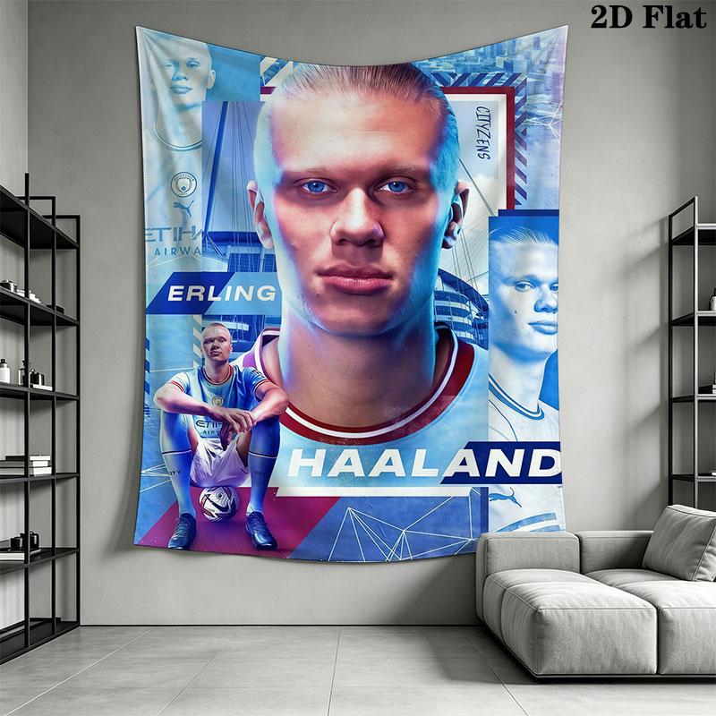 Haaland football Wall Hanging Printed Fabric Blanket Decorative Tapestries for Bedroom Living Room Home Decor