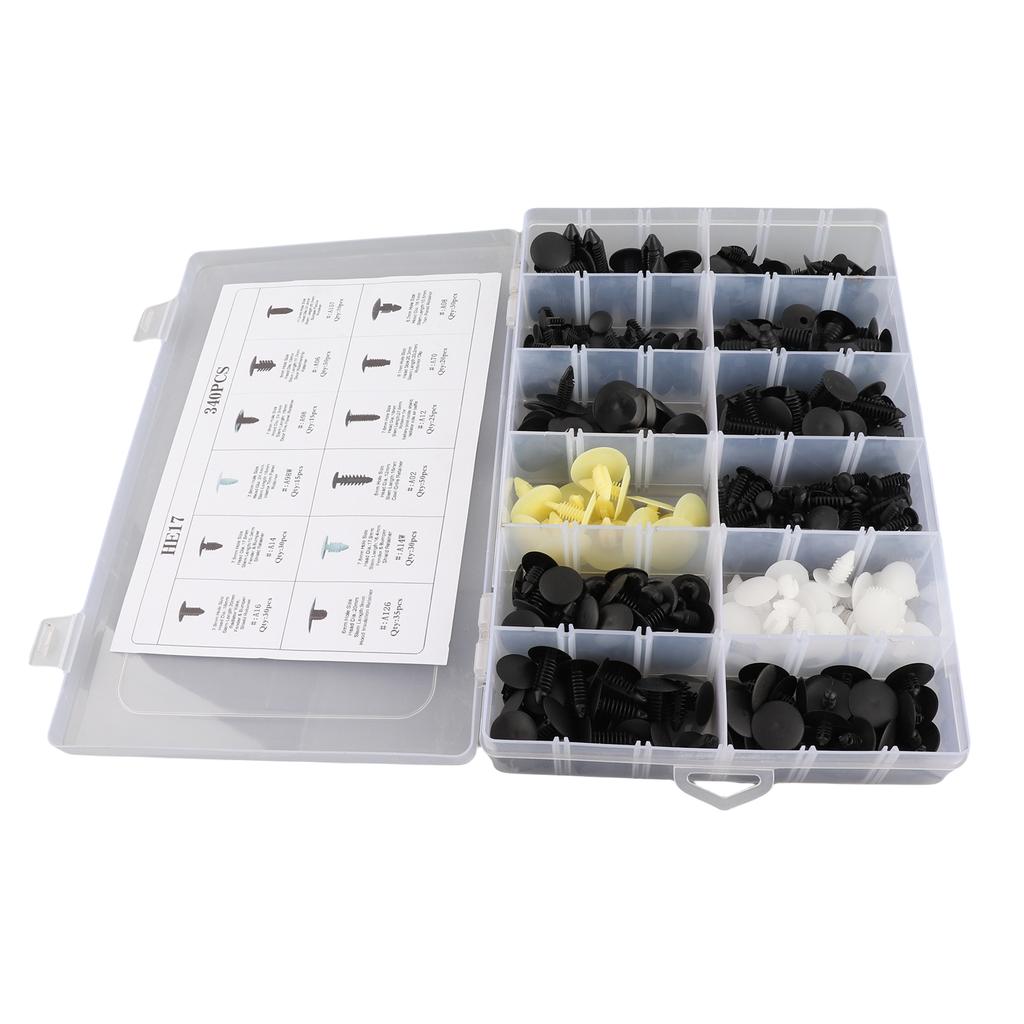340Pcs Car Door Card Panel Trim Clips Bumper Fastener Retainer Push Rivet Kit