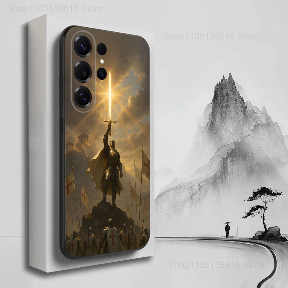 Crusaders Templar Knight Case For Samsung S10,Plus,S9,Ultra,S24,S21,S20,S23,FE,S22,S25,Lite,Soft Silicone Black