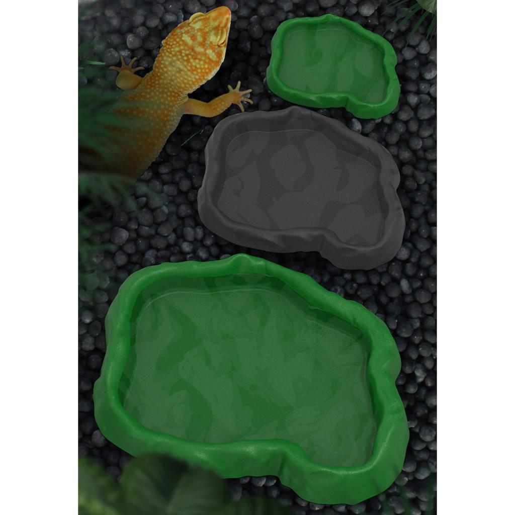 3PCS Plastic Reptiles Habitat Dish MultiPurpose Feeding And Bathing Container Food Bowl Feeder for Terrariums Decoration