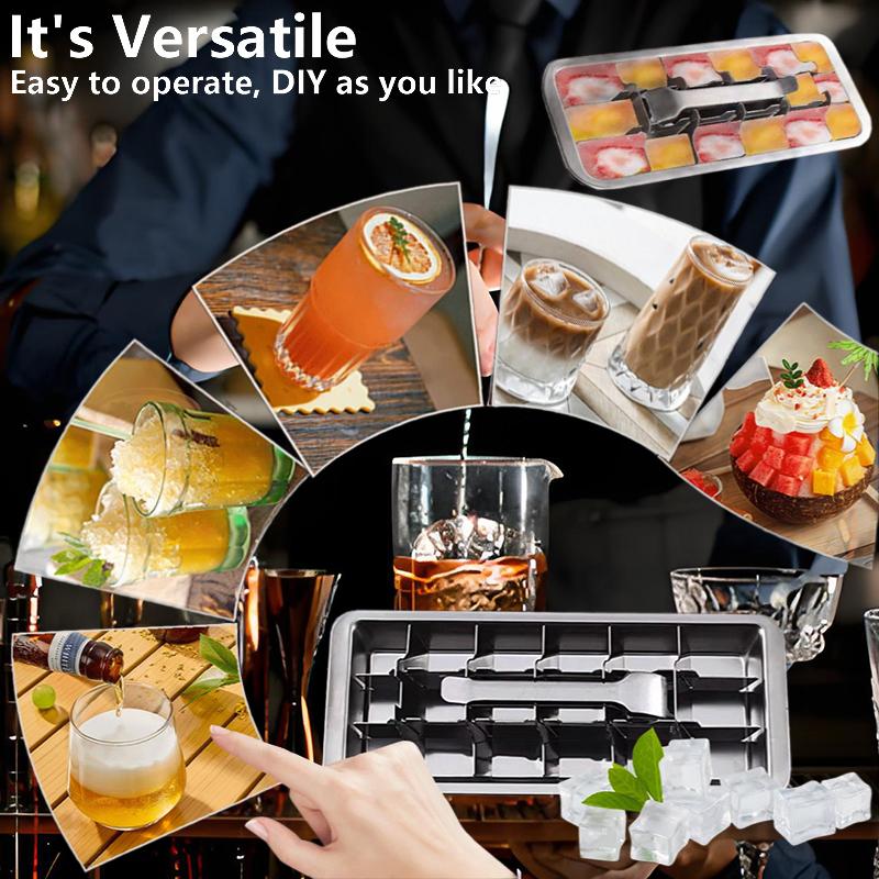 JQW-5588 Food-Grade Metal Ice Mold for Whiskey & Cocktails | Fast Freeze & Easy Twist Release 304 Stainless Steel Ice Cube Tray