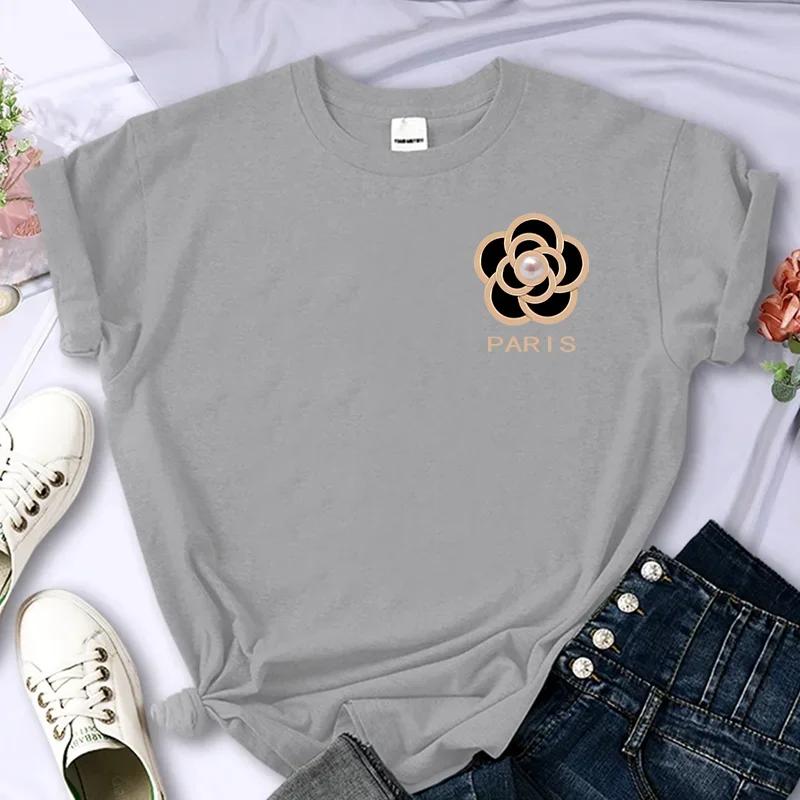 Luxury Brand Flower For Women's High-Quality Summer Printing T-shirt 100% Cotton Casual Oversized Y2k Personality Sleeve O-neck Unisex