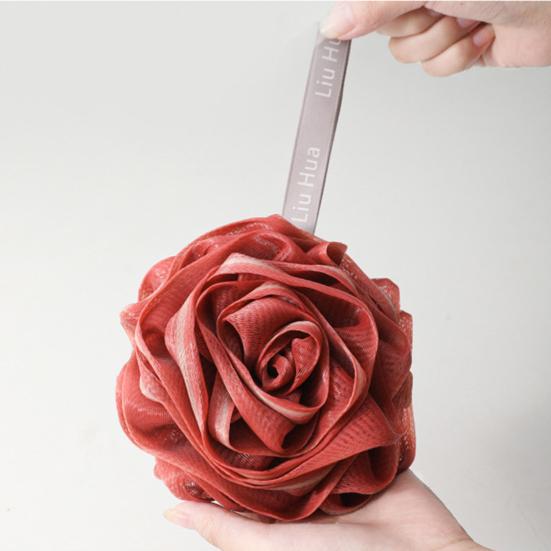 Bath Ball Ultra Soft Fast Foaming Fine Mesh Rose Shower Loofah Exfoliating Pouf Ball Bathroom Accessories