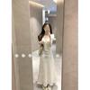 Gentle wind jacquard short-sleeved dress women's summer niche casual elegant lace-up temperament hip skirt long dress