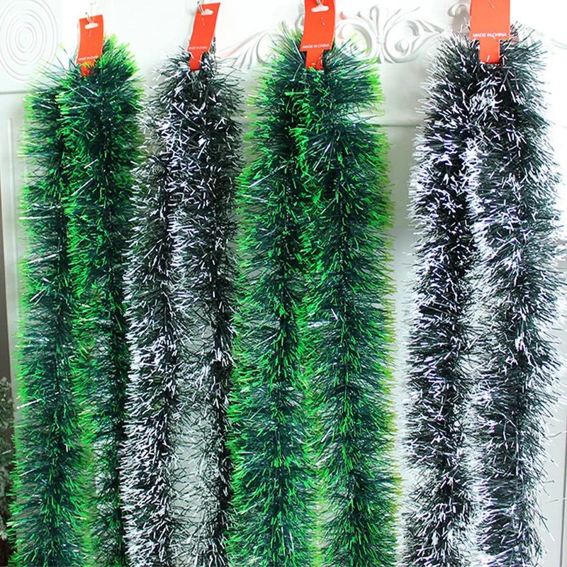 2/60M Christmas Tinsel Ribbons Green Cane Ribbon Garland Xmas Tree Hanging Pendent Ribbon Wreath Ornaments Party Home Decoration