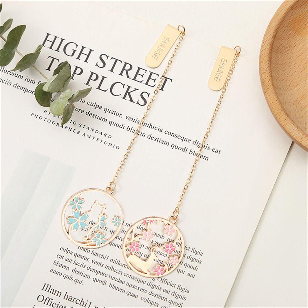 Cherry Blossom Bookmark Pet Design Pendant Bookmarks Creative Book Clip  Student