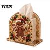 Decorative Tabletop Tissue Dispenser DIY Christmas Faux Pearl Art Painting Box Holder, 3D Rhinestone Beads Square Cover Gem Holder for Winter