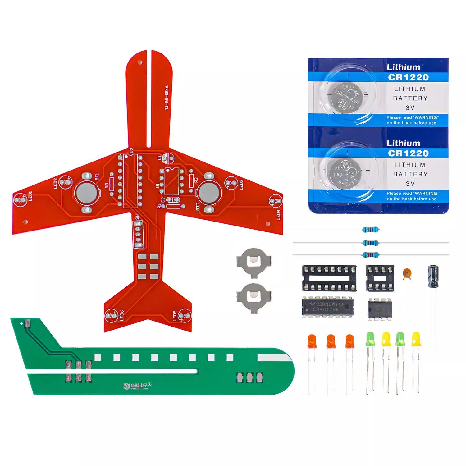 

Small Airplane Flash DIY Kit, CD4017 Chip Waterfall Light, LED String Light for Christmas Party Kids Room Decoration