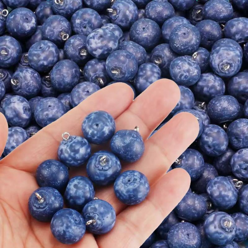 10Pcs Cute Simulated Fruit Food Pendant 3D Small Blueberry Resin Charms Ornament DIY For Earring Necklace Jewelry Make Accessory