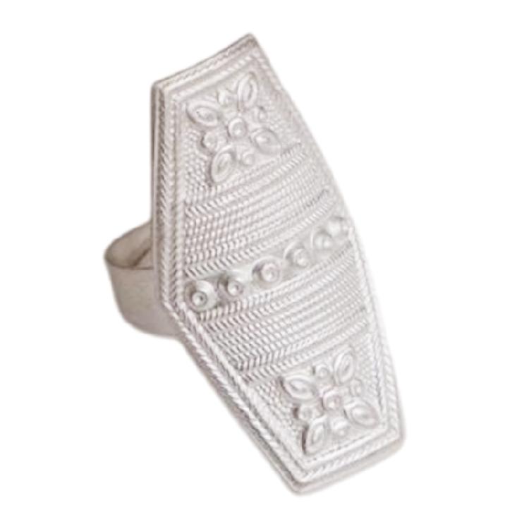 

Elegant Vintage Inspired Trapezoid Ring Intricate Floral Perfect Gift Jewelry 1