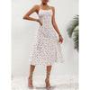 2026 summer new European and American printing suspender slit polka dot dress waist elegant women's clothing