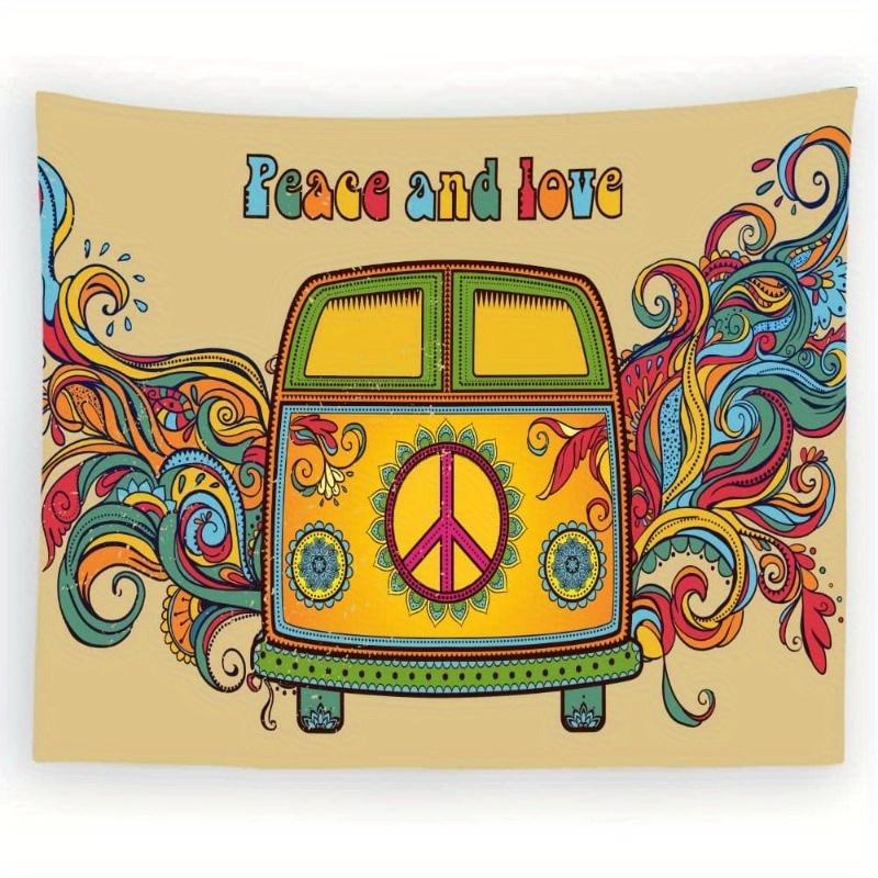

Peace and Love Hippie Van Tapestry Perfect for Cozy Unique Colorful Inspiring Home Decor with Artistic Charm 74x94cm(29x37in)