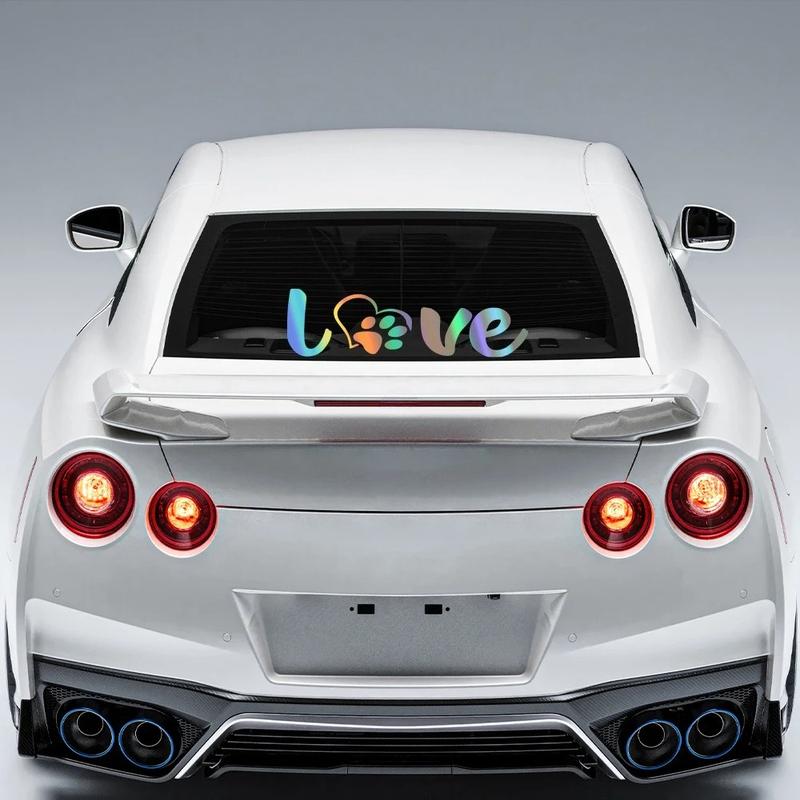 Pfotenliebe Hundepfotenabdruck Grafik Autoaufkleber Kreative Autokarosserie Dekoration Vinyl Aufkleber Zubehör Für Auto LKW Geländewagen SUV Van