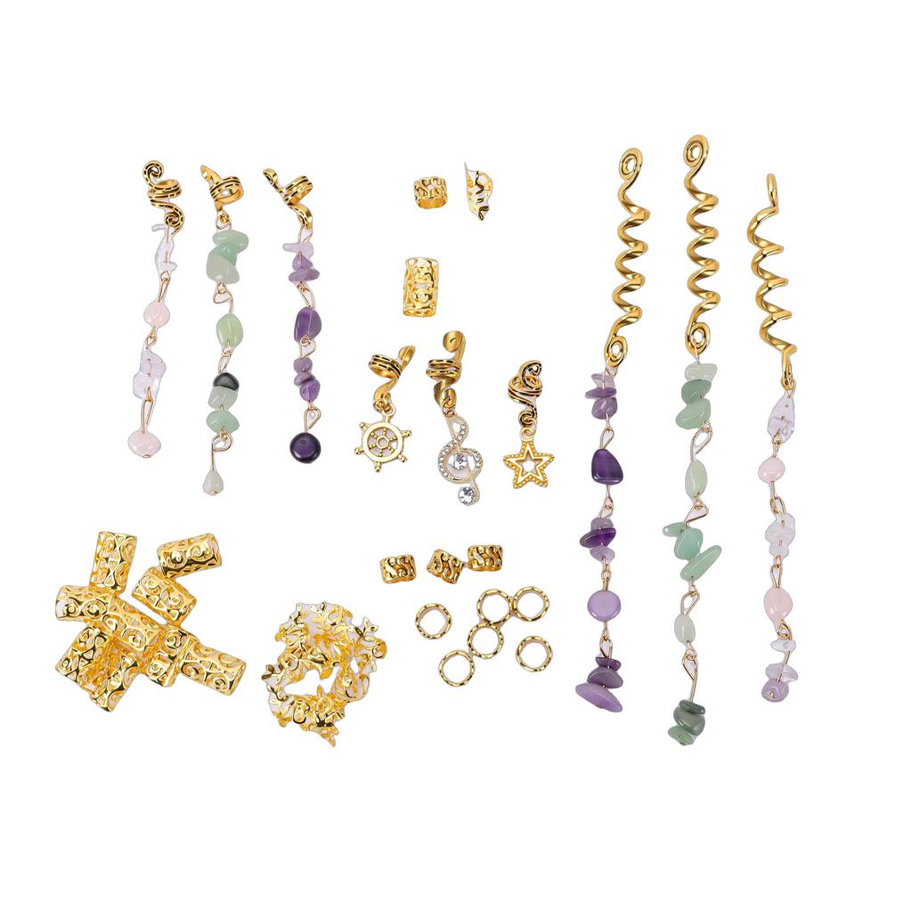 40pcs Dreadlock Hair Accessories Alloy Braid Hair Pendant DIY Hair Jewelry Gold with Storage Box
