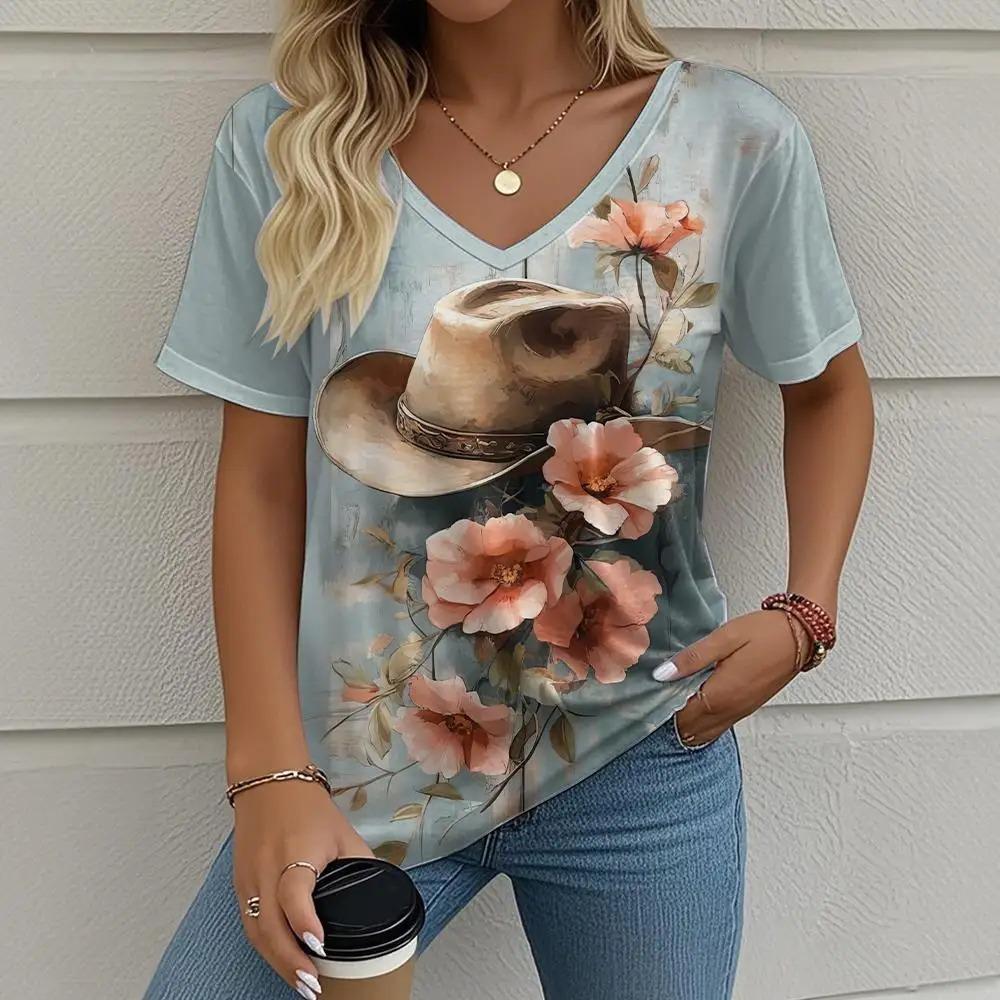 3D Butterfly Printed Short Sleeve T-shirt Korean Style Women's Clothes V-neck Short Sleeves Tees Shirt Loose Casual Blouses