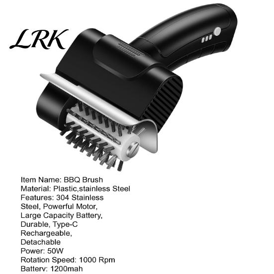 Electric BBQ Brush Grill Brush, Cordless Type-C Rechargeable Cleaning with High-Speed Motor, Power for Outdoor Splash Guard, Stainless Steel Bristles,