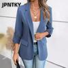 JPNTKY Women's Vintage Casual Solid Color Print Autumn Winter Long Sleeve POLO Neck Jackets & Coats