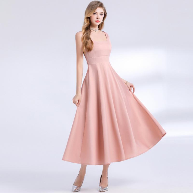 Chic Sleeveless Camisole Dress with Waist-Cinching Flared Skirt
